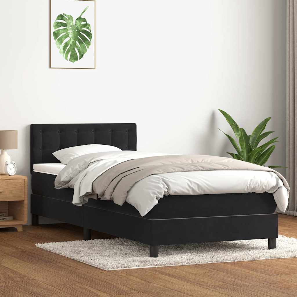 Boxspring met matras en LED fluweel zwart 80x220 cm is nu te koop bij PeponiXL, paradijselijk wonen!