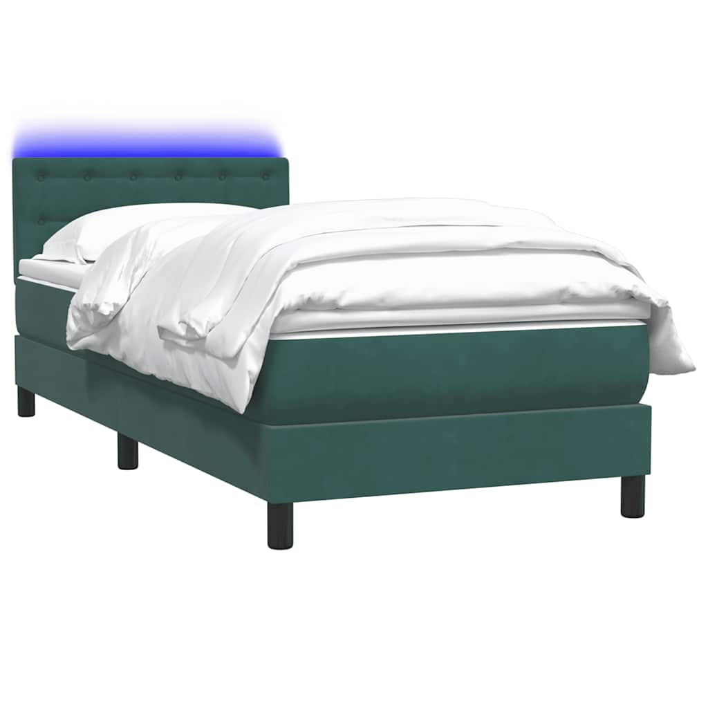 Boxspring met matras en LED fluweel donkergroen 80x220 cm is nu te koop bij PeponiXL, paradijselijk wonen!