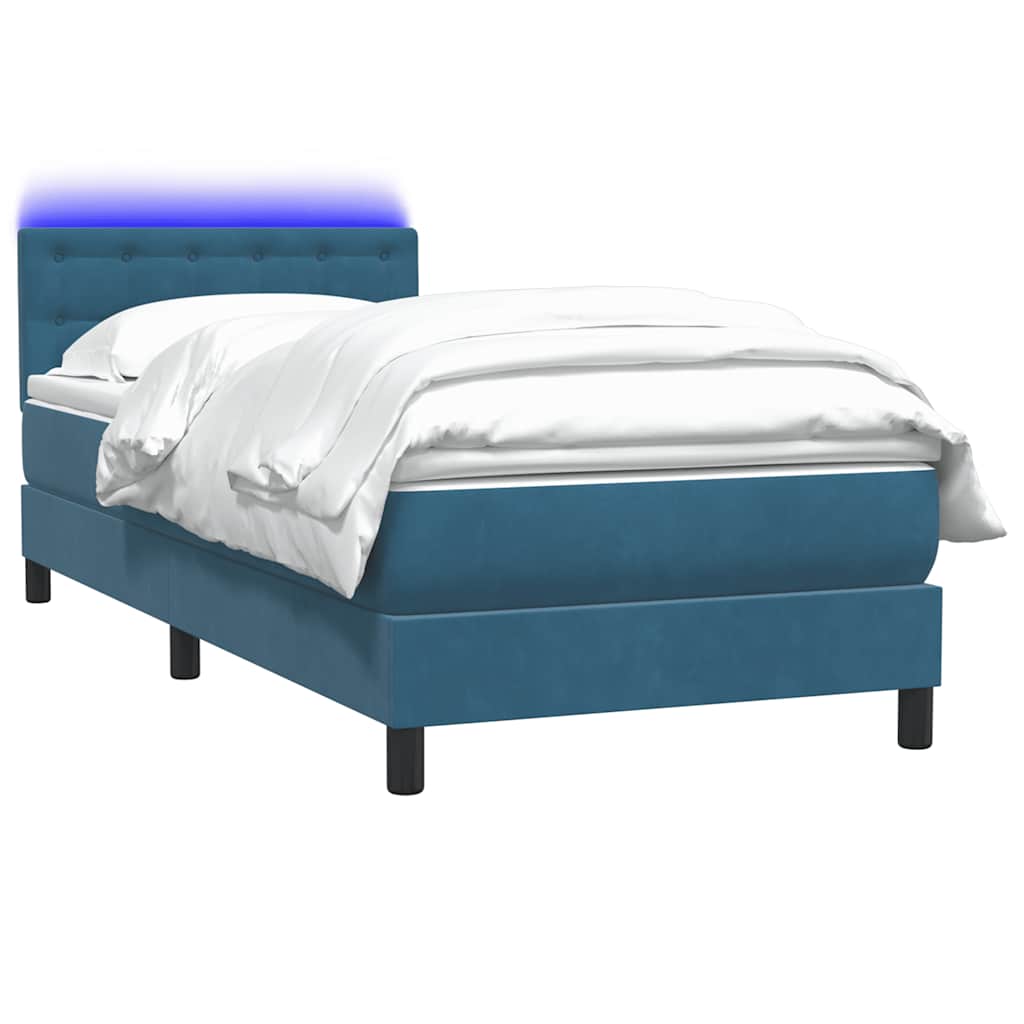 Boxspring met matras en LED fluweel donkerblauw 80x220 cm is nu te koop bij PeponiXL, paradijselijk wonen!