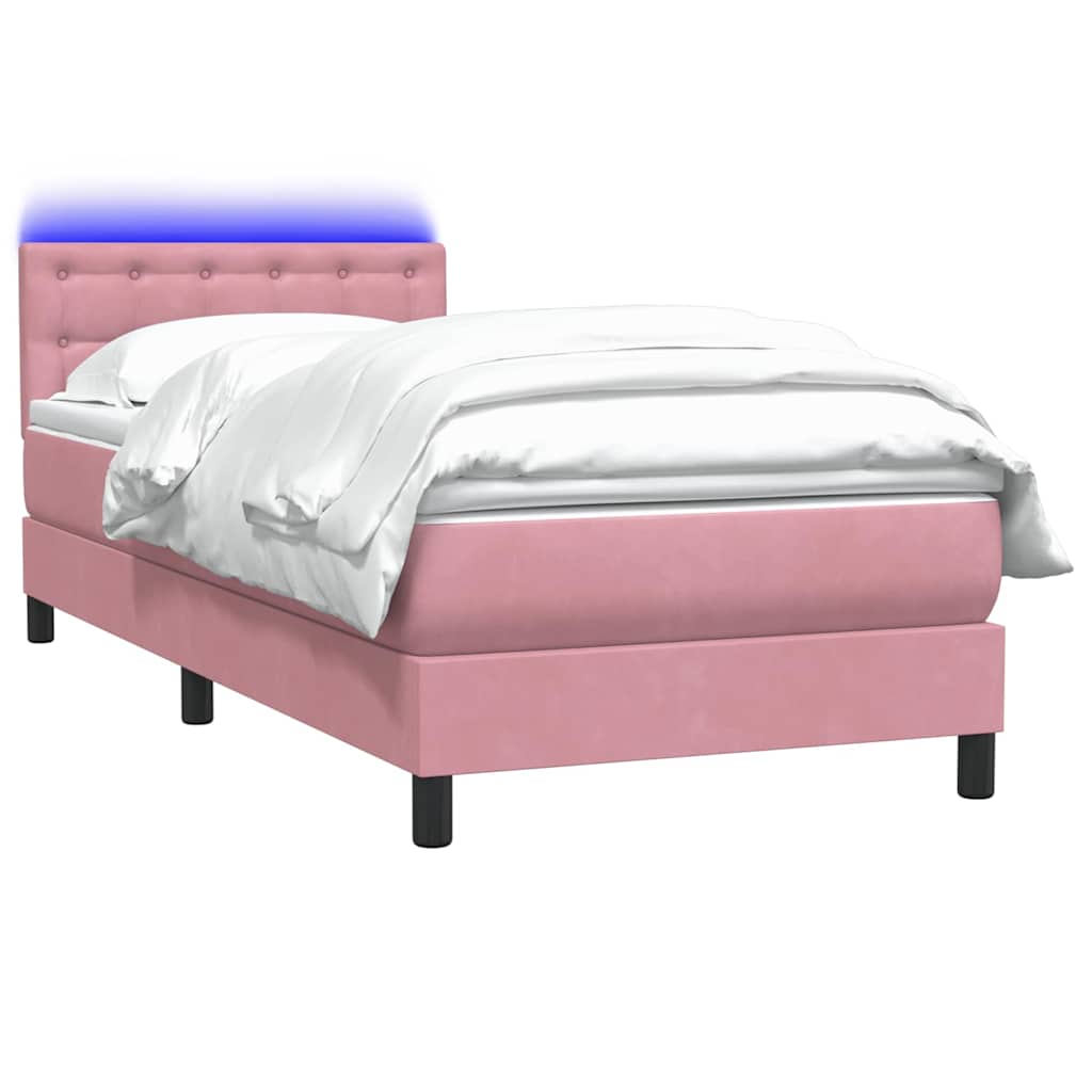 Boxspring met matras en LED fluweel roze 80x220 cm is nu te koop bij PeponiXL, paradijselijk wonen!