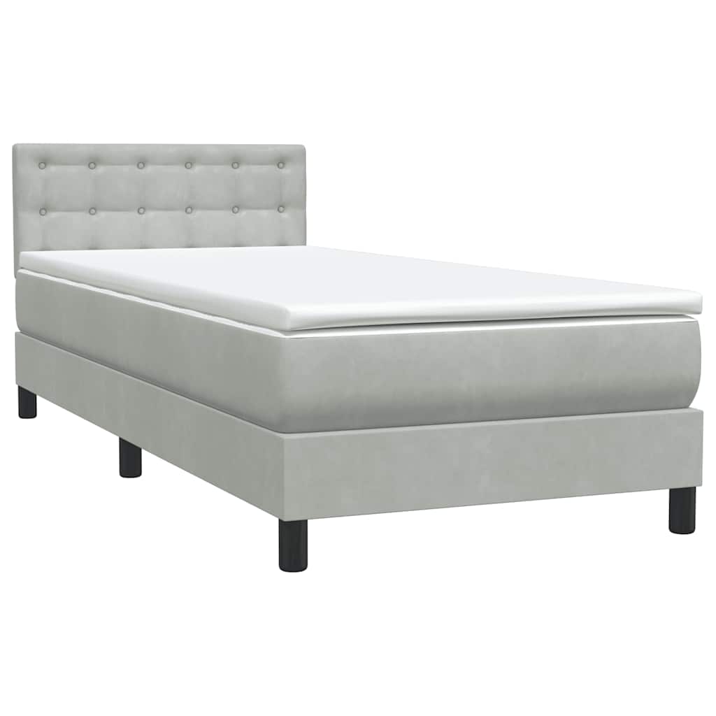 Boxspring met matras en LED fluweel lichtgrijs 90x220 cm is nu te koop bij PeponiXL, paradijselijk wonen!