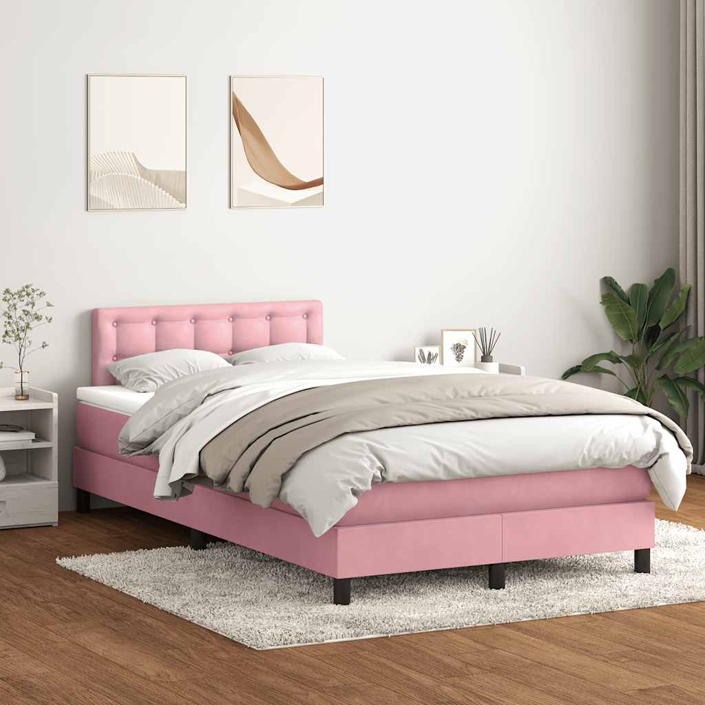 Boxspring met matras en LED fluweel roze 120x220 cm is nu te koop bij PeponiXL, paradijselijk wonen!