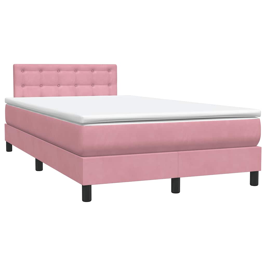 Boxspring met matras en LED fluweel roze 120x220 cm is nu te koop bij PeponiXL, paradijselijk wonen!
