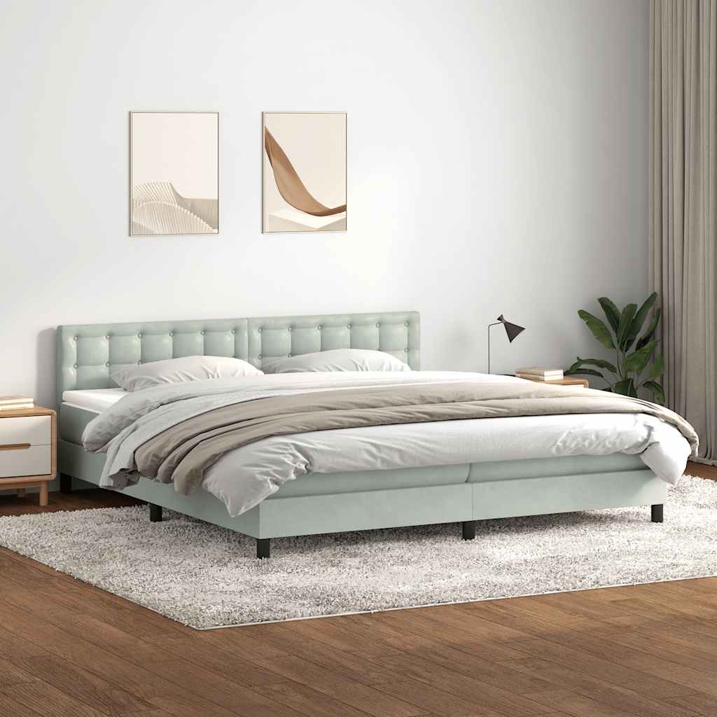Boxspring met matras en LED fluweel lichtgrijs 180x220 cm