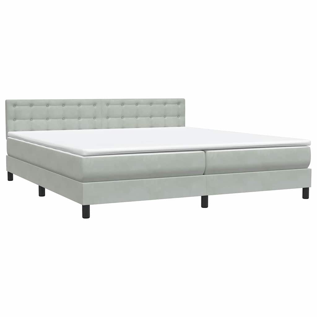 Boxspring met matras en LED fluweel lichtgrijs 180x220 cm
