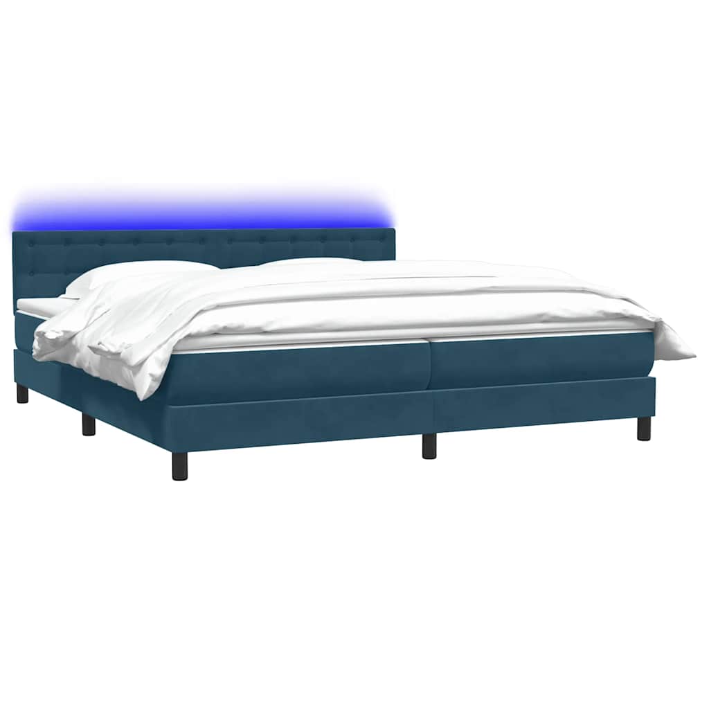 Boxspring met matras en LED fluweel donkerblauw 180x220 cm
