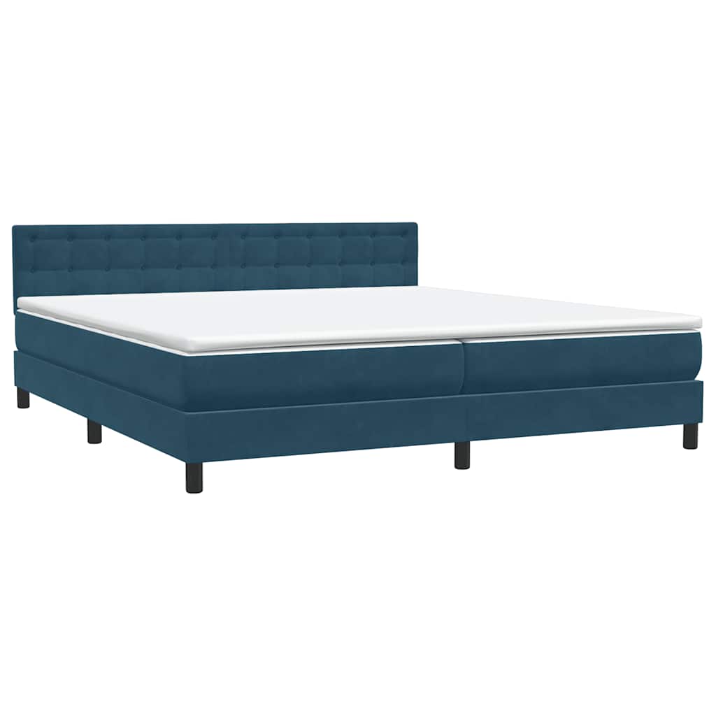 Boxspring met matras en LED fluweel donkerblauw 180x220 cm