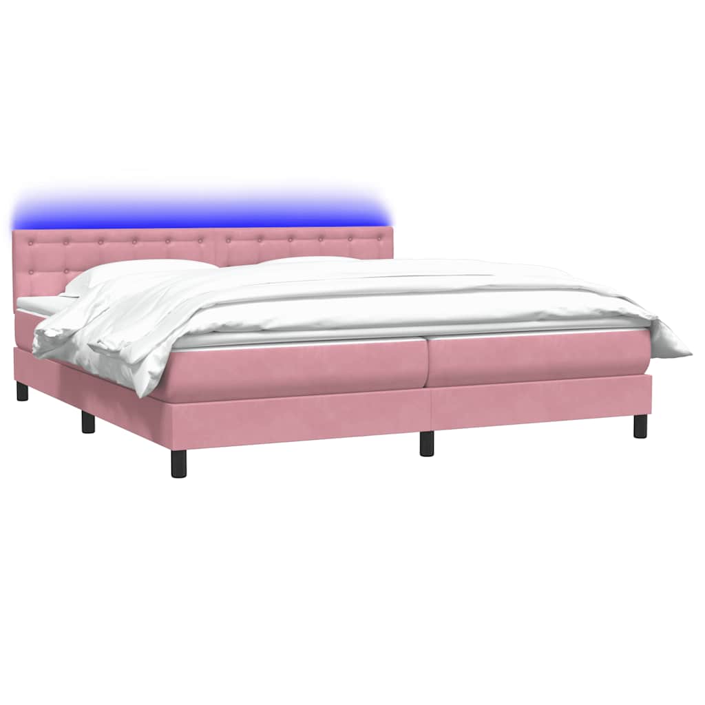 Boxspring met matras en LED fluweel roze 180x220 cm