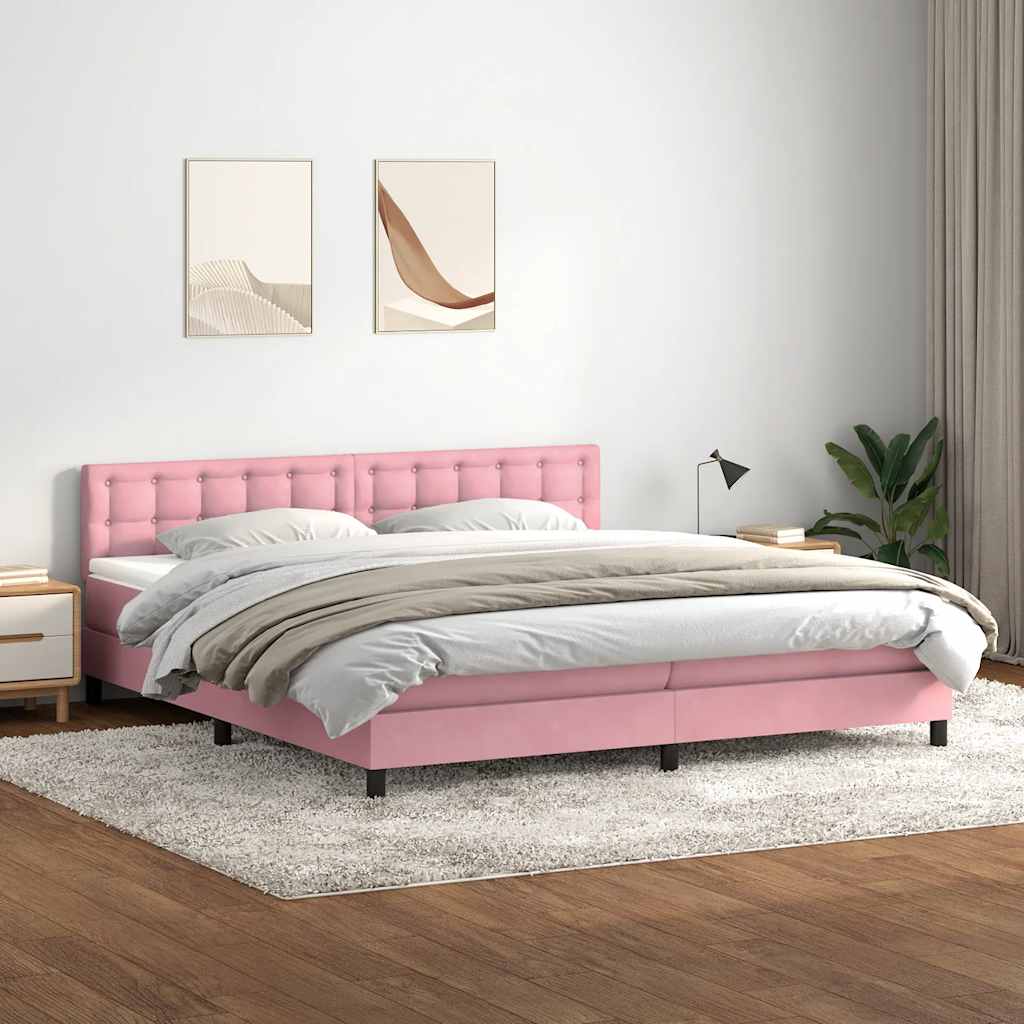 Boxspring met matras en LED fluweel roze 180x220 cm