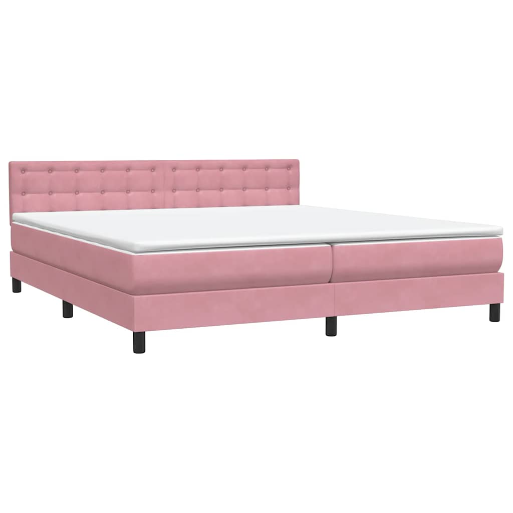 Boxspring met matras en LED fluweel roze 180x220 cm