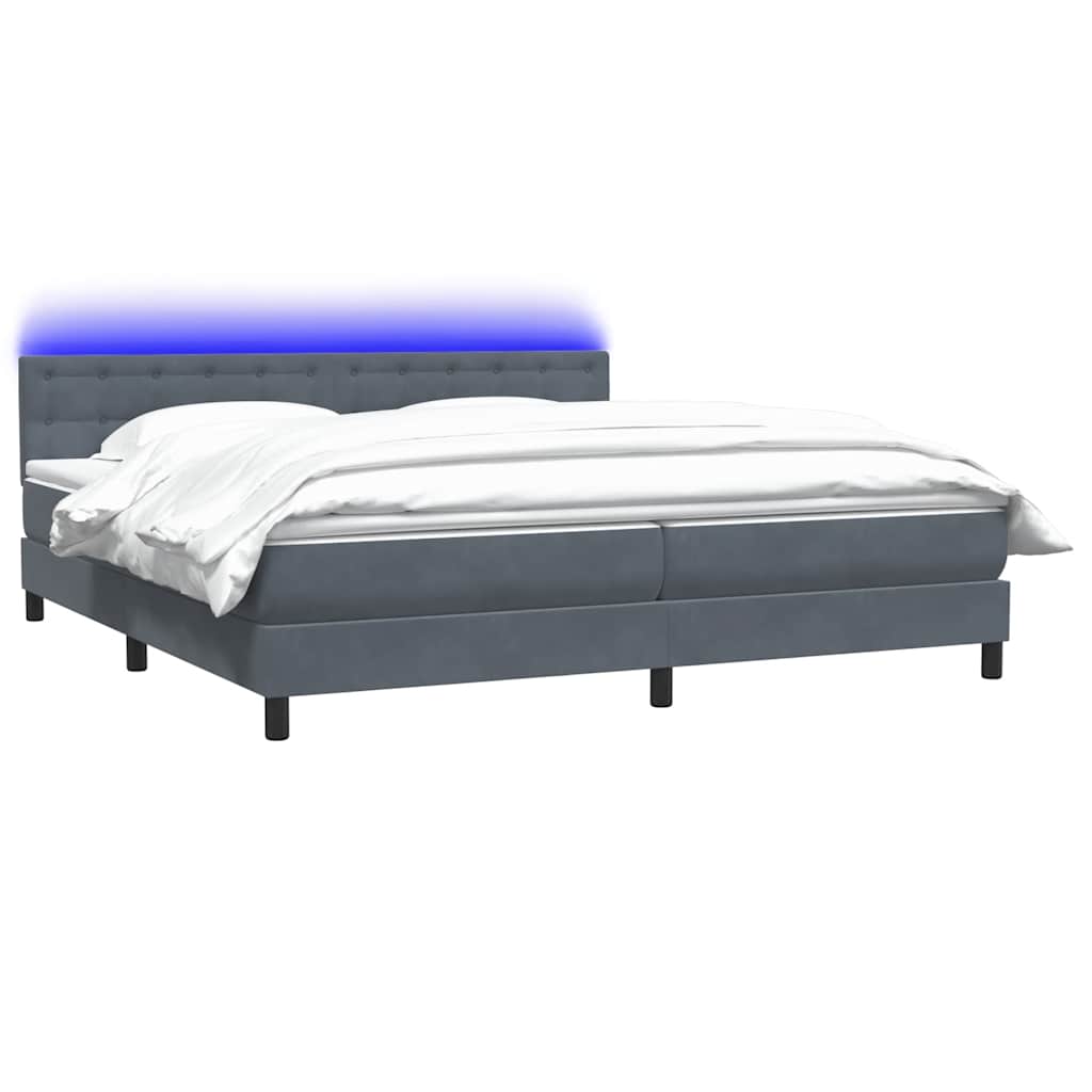 Boxspring met matras en LED fluweel donkergrijs 200x220 cm