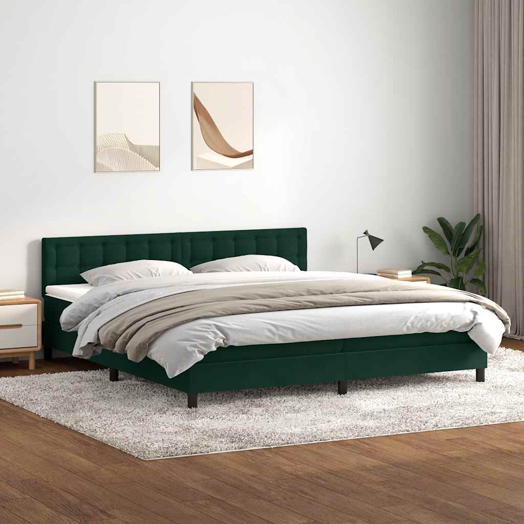 Boxspring met matras en LED fluweel donkergroen 200x220 cm