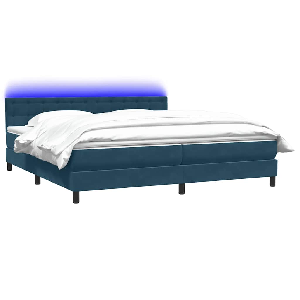 Boxspring met matras en LED fluweel donkerblauw 200x220 cm