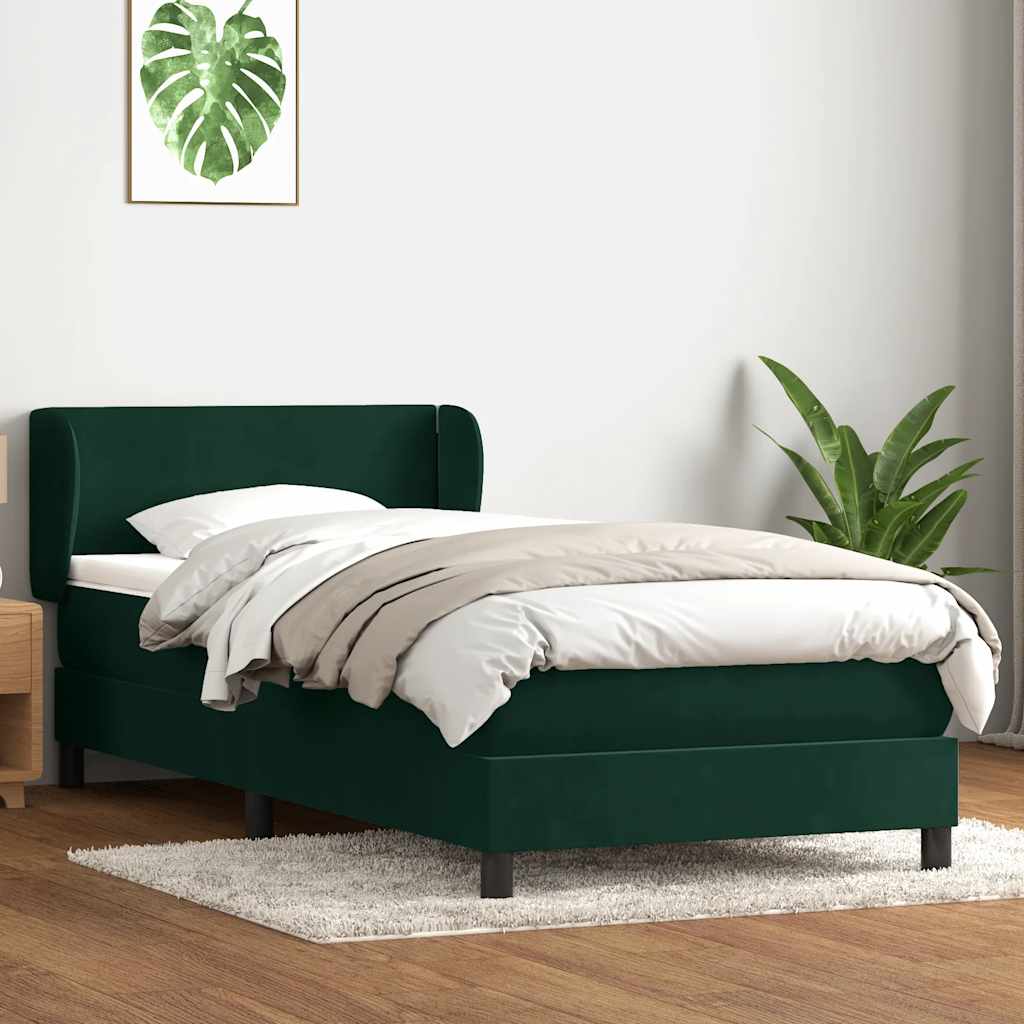 Boxspring met matras fluweel donkergroen 80x210 cm