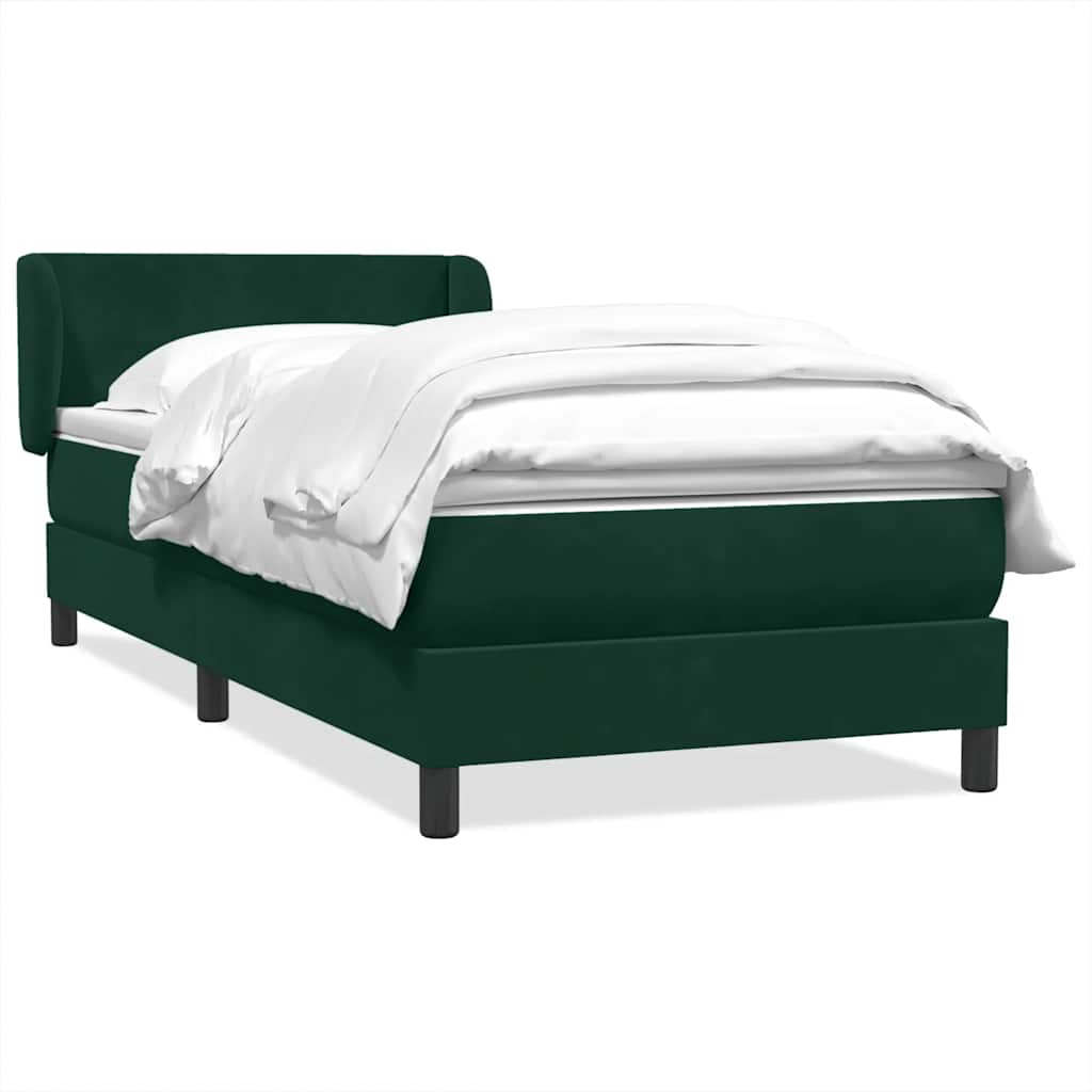Boxspring met matras fluweel donkergroen 80x210 cm
