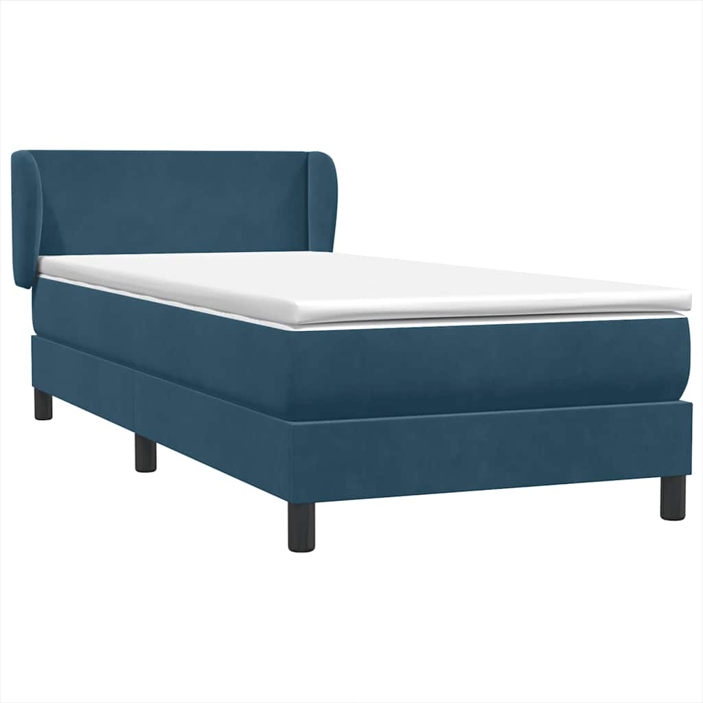 Boxspring met matras fluweel donkerblauw 80x210 cm