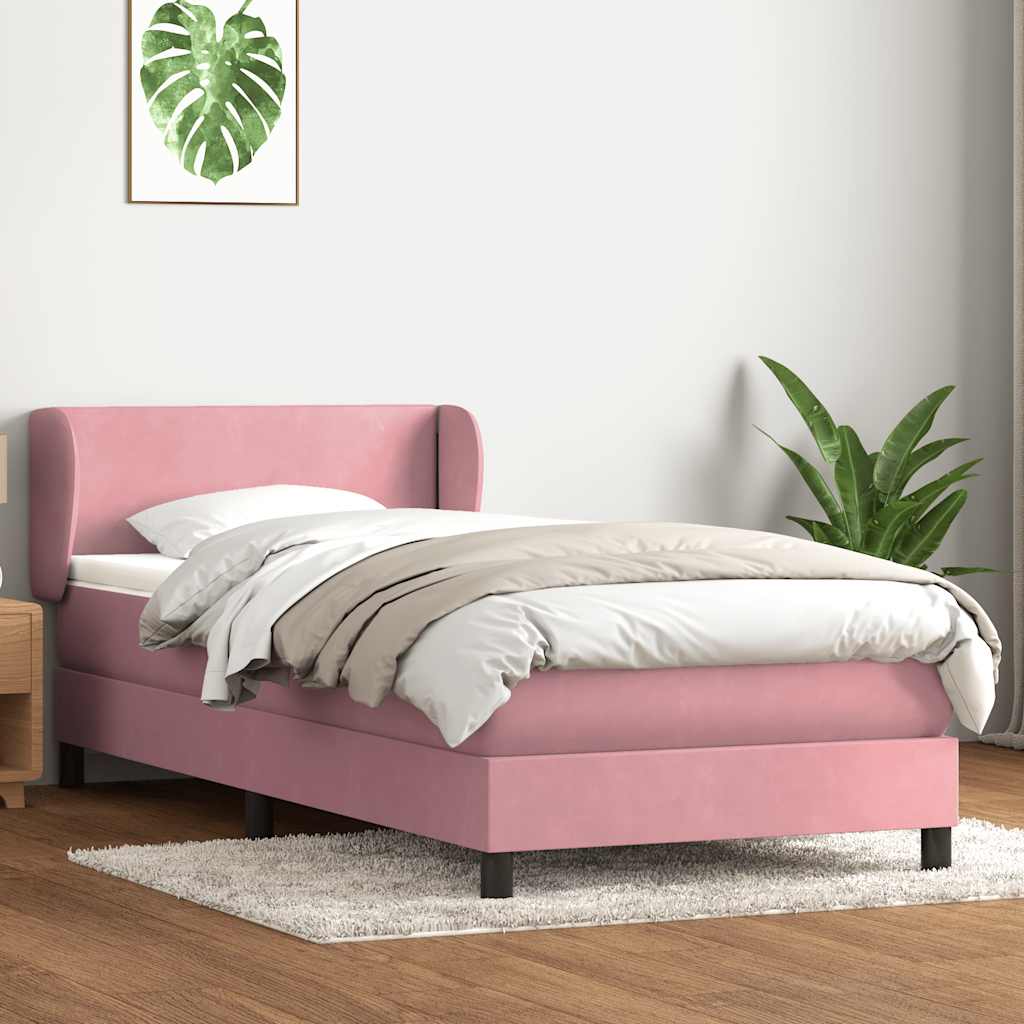 Boxspring met matras fluweel roze 80x210 cm