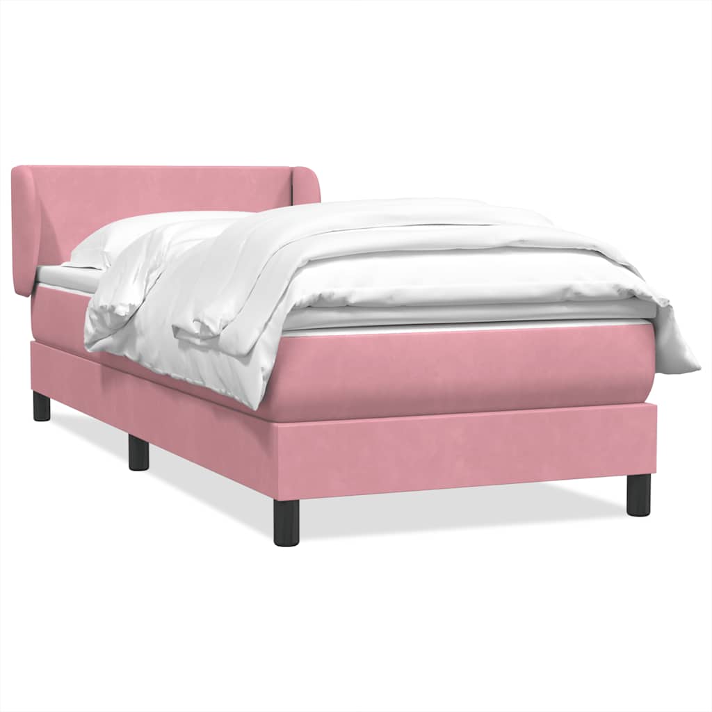 Boxspring met matras fluweel roze 80x210 cm
