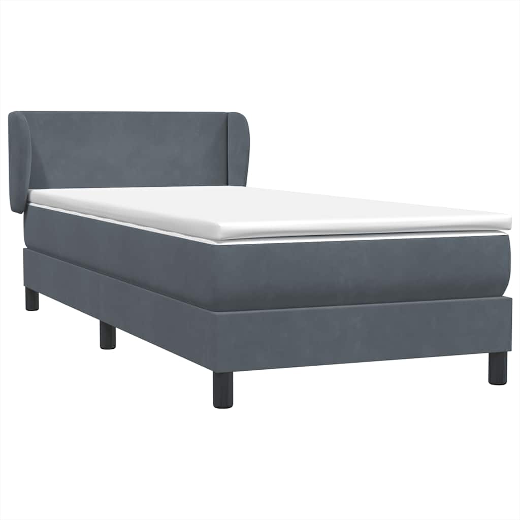 Boxspring met matras fluweel donkergrijs 90x210 cm