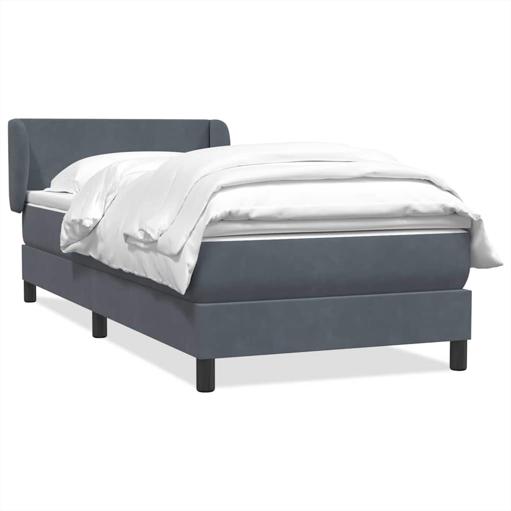 Boxspring met matras fluweel donkergrijs 90x210 cm