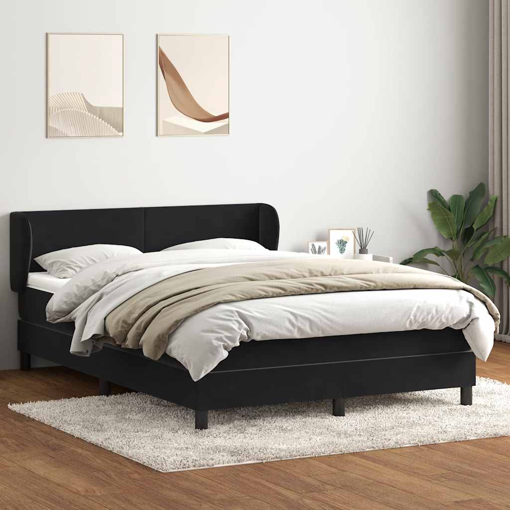 Boxspring met matras fluweel zwart 160x220 cm