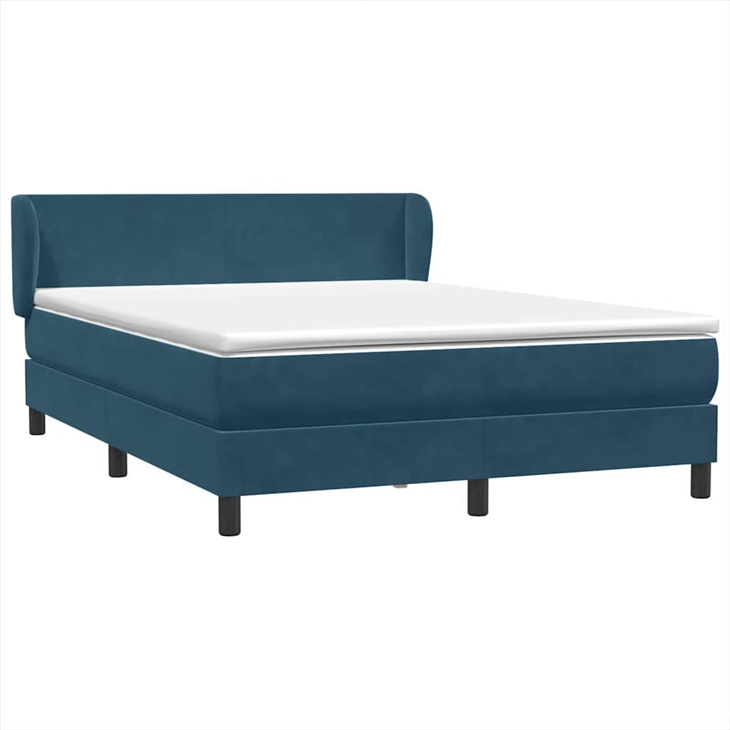 Boxspring met matras fluweel donkerblauw 160x220 cm