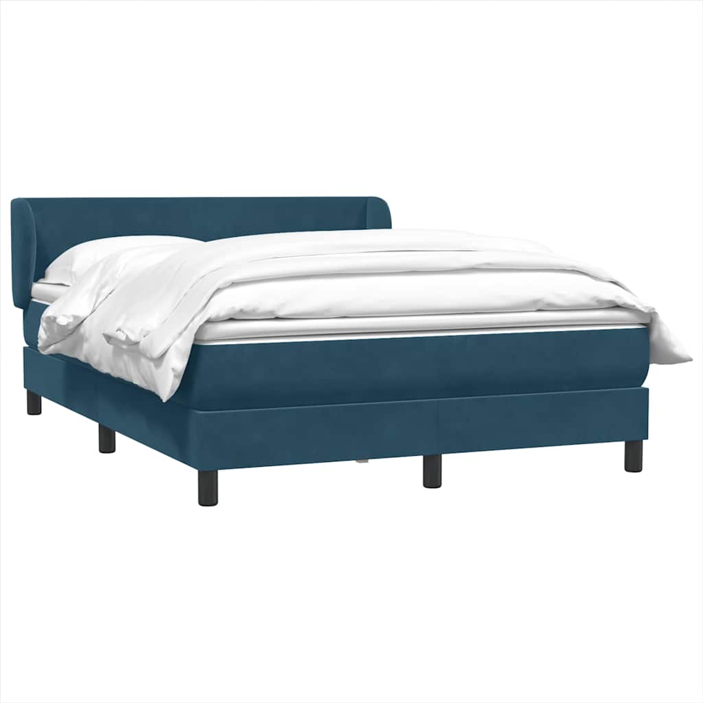 Boxspring met matras fluweel donkerblauw 160x220 cm
