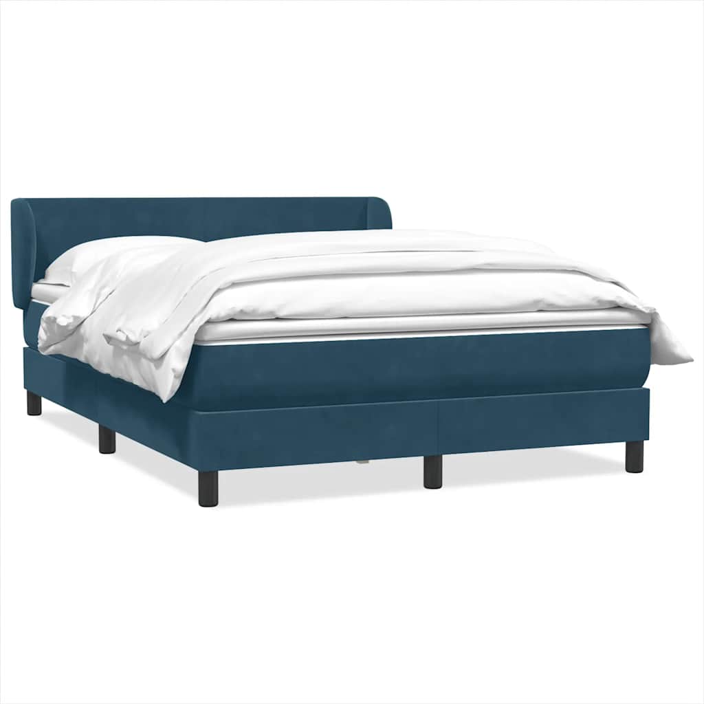 Boxspring met matras fluweel donkerblauw 160x220 cm