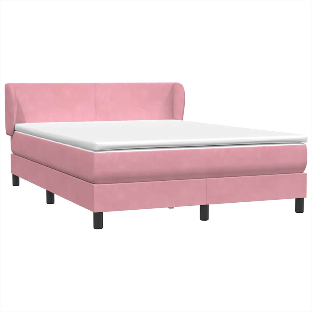 Boxspring met matras fluweel roze 160x220 cm