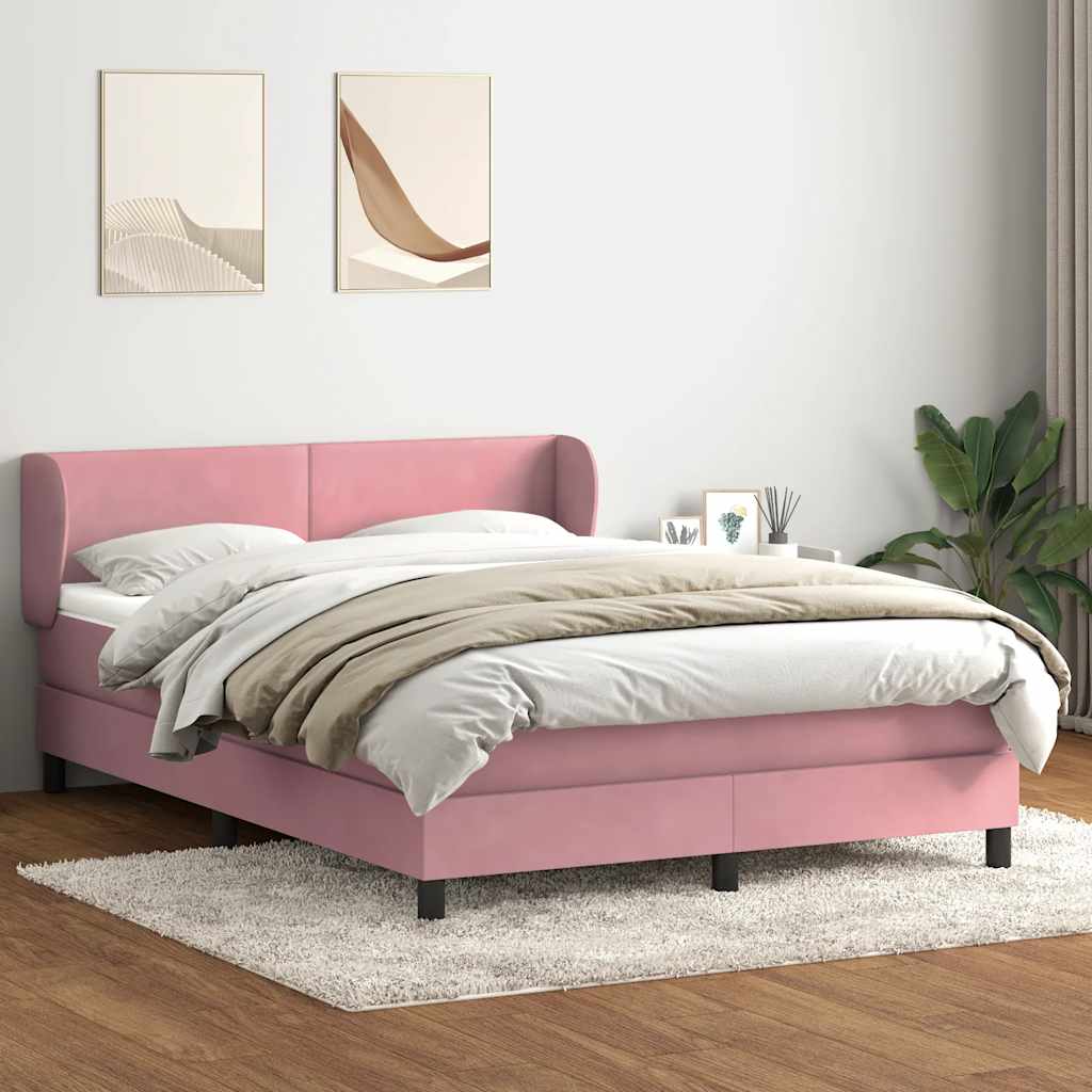 Boxspring met matras fluweel roze 160x220 cm