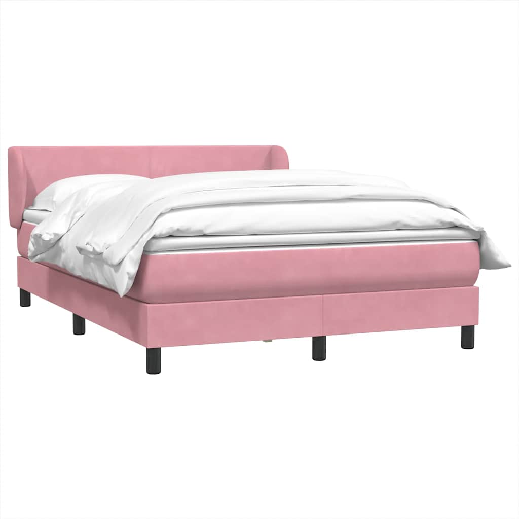 Boxspring met matras fluweel roze 160x220 cm