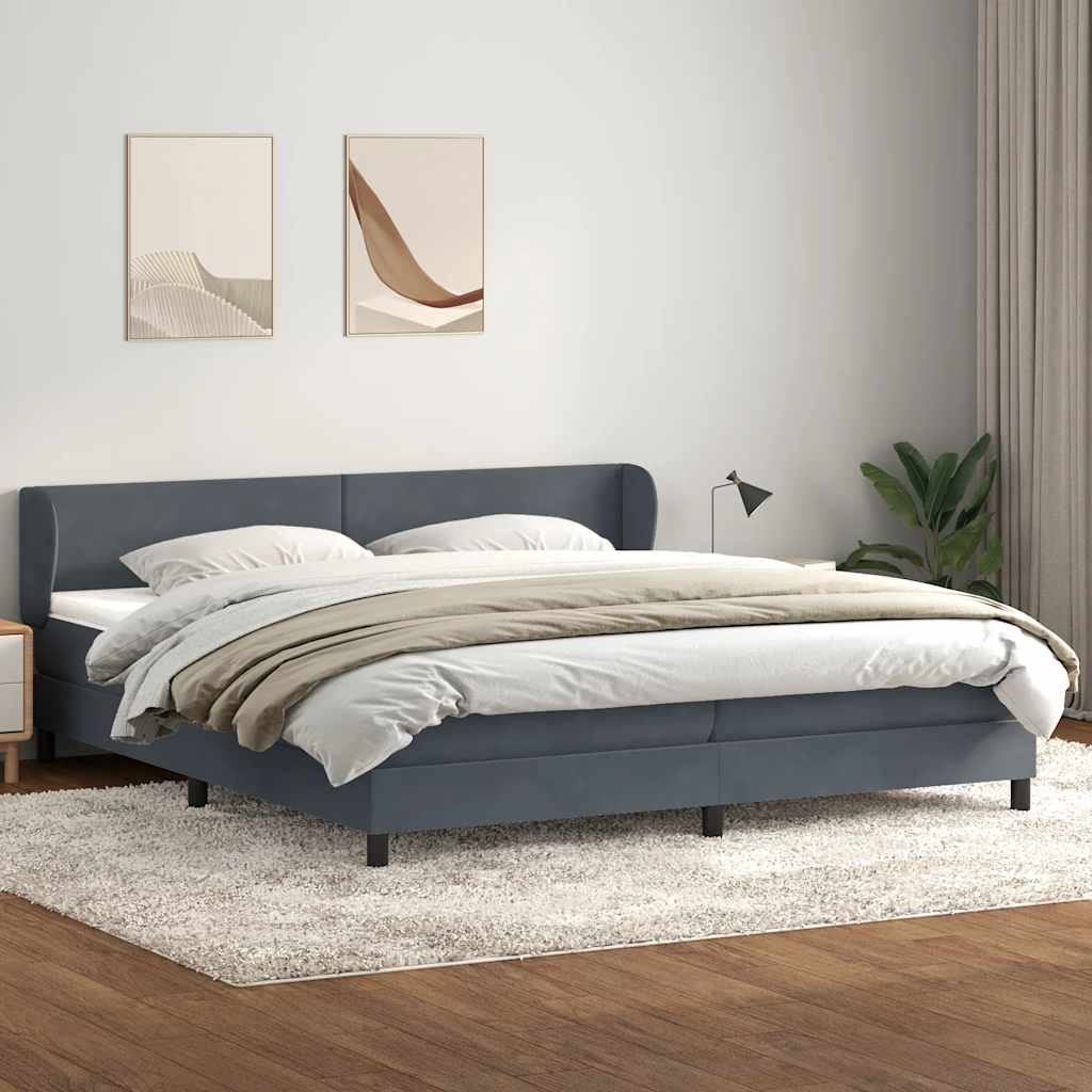 Boxspringbed met matrassen 180x220 cm fluweel donkergrijs is nu te koop bij PeponiXL, paradijselijk wonen!