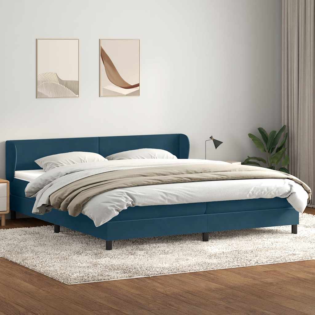 Boxspringbed met matrassen 200x220 cm fluweel donkerblauw