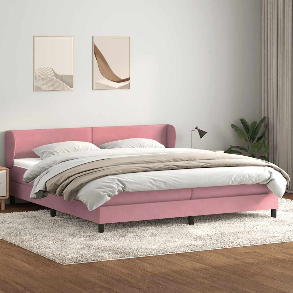 Boxspringbed met matrassen 200x220 cm fluweel roze
