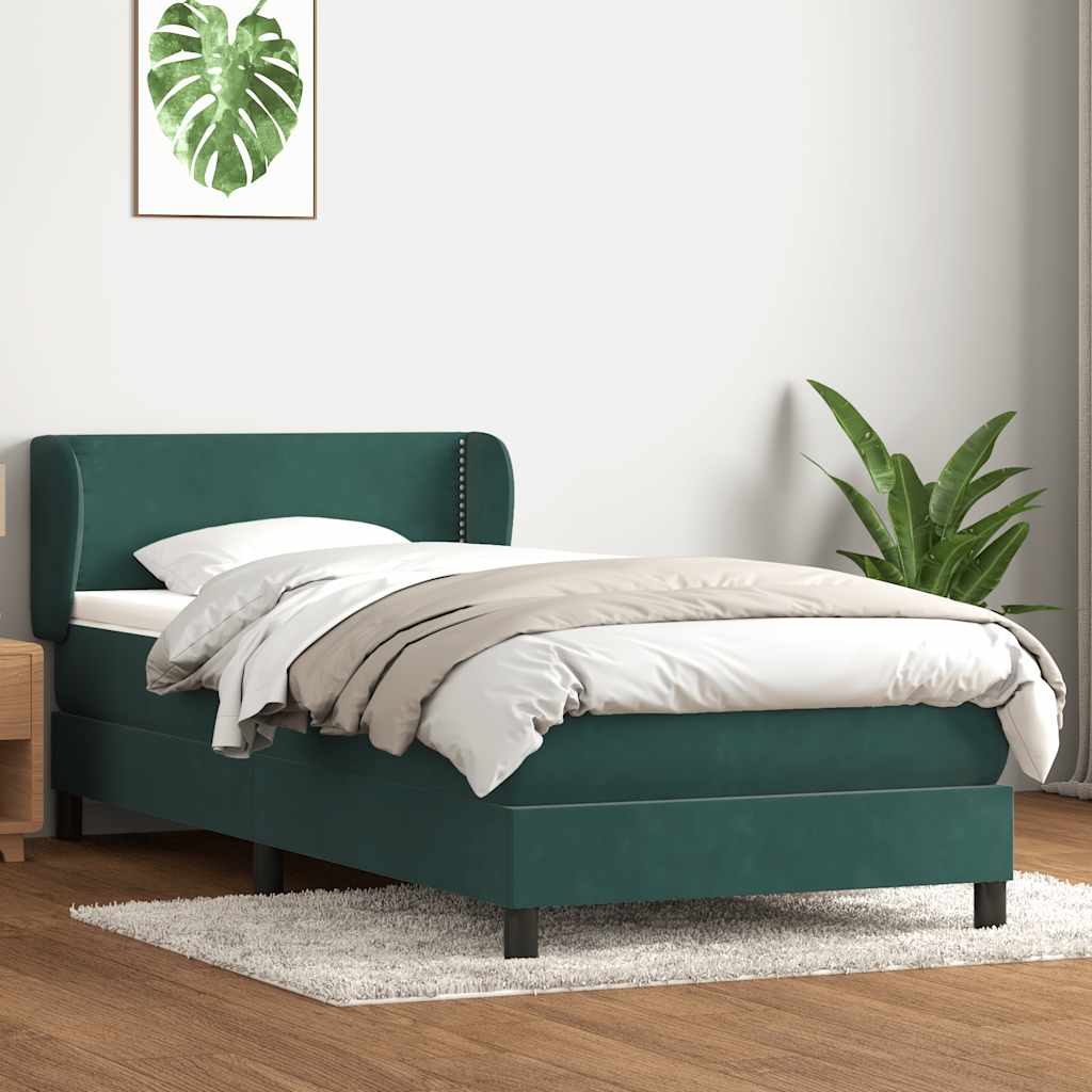 Boxspring met matras fluweel donkergroen 80x210 cm