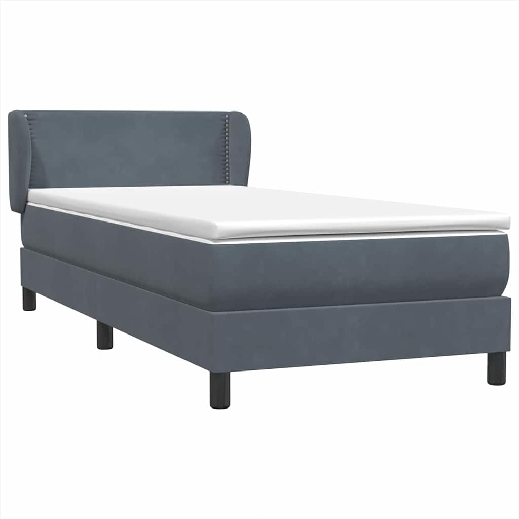 Boxspring met matras fluweel donkergrijs 90x210 cm