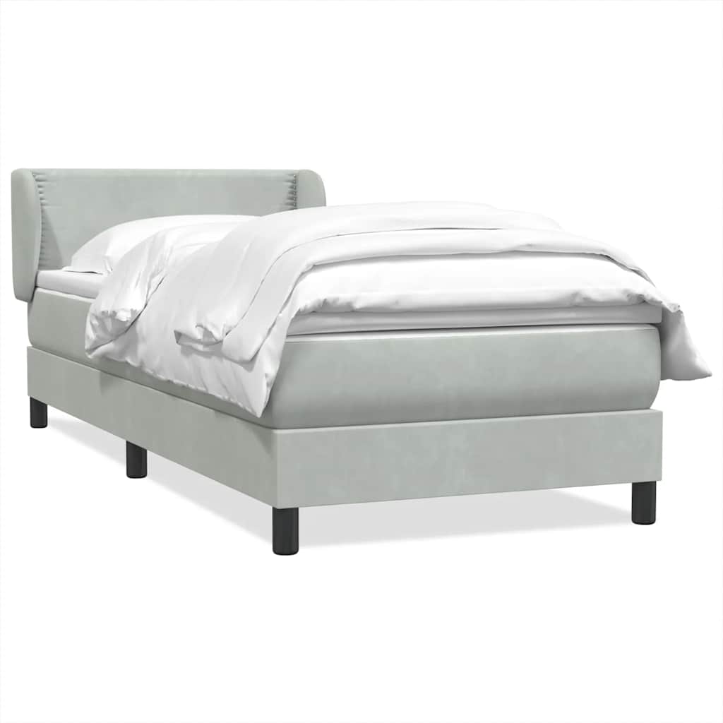 Boxspring met matras fluweel lichtgrijs 100x210 cm