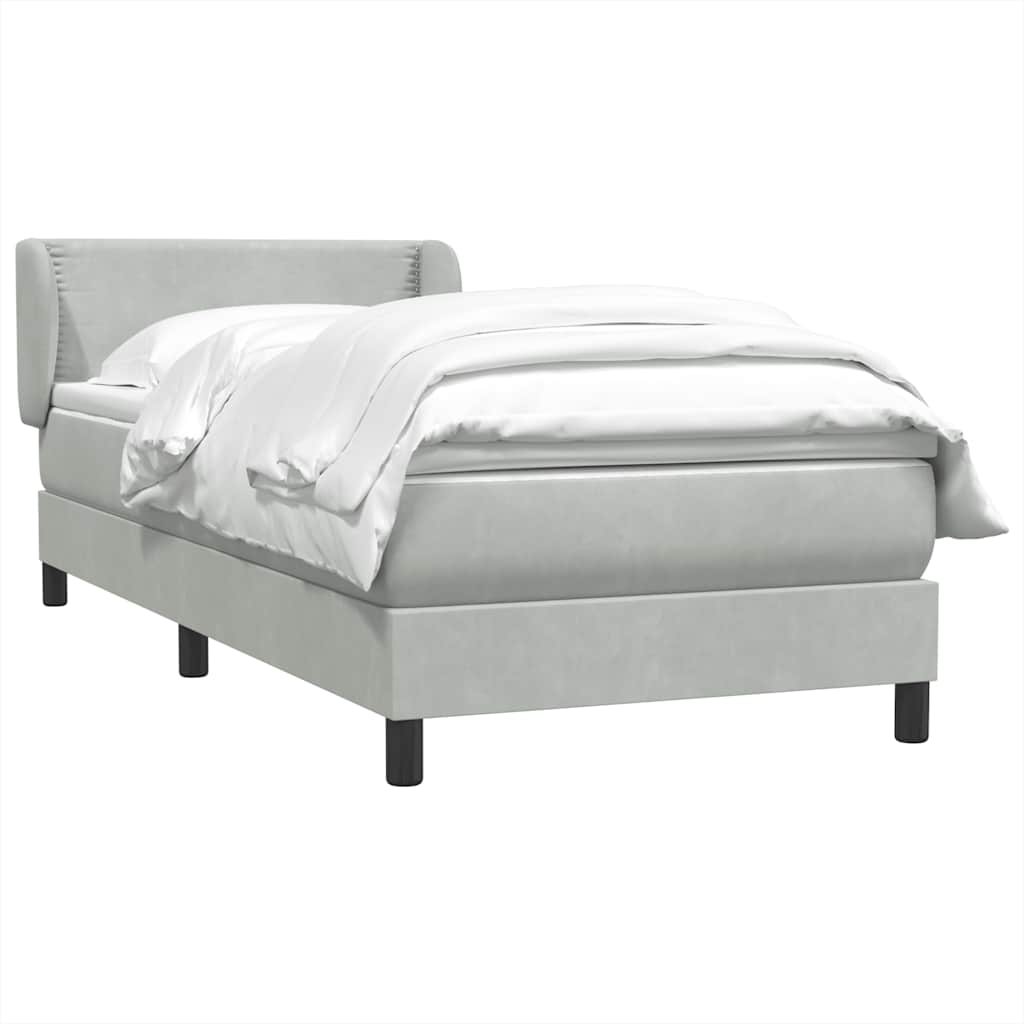 Boxspring met matras fluweel lichtgrijs 100x210 cm
