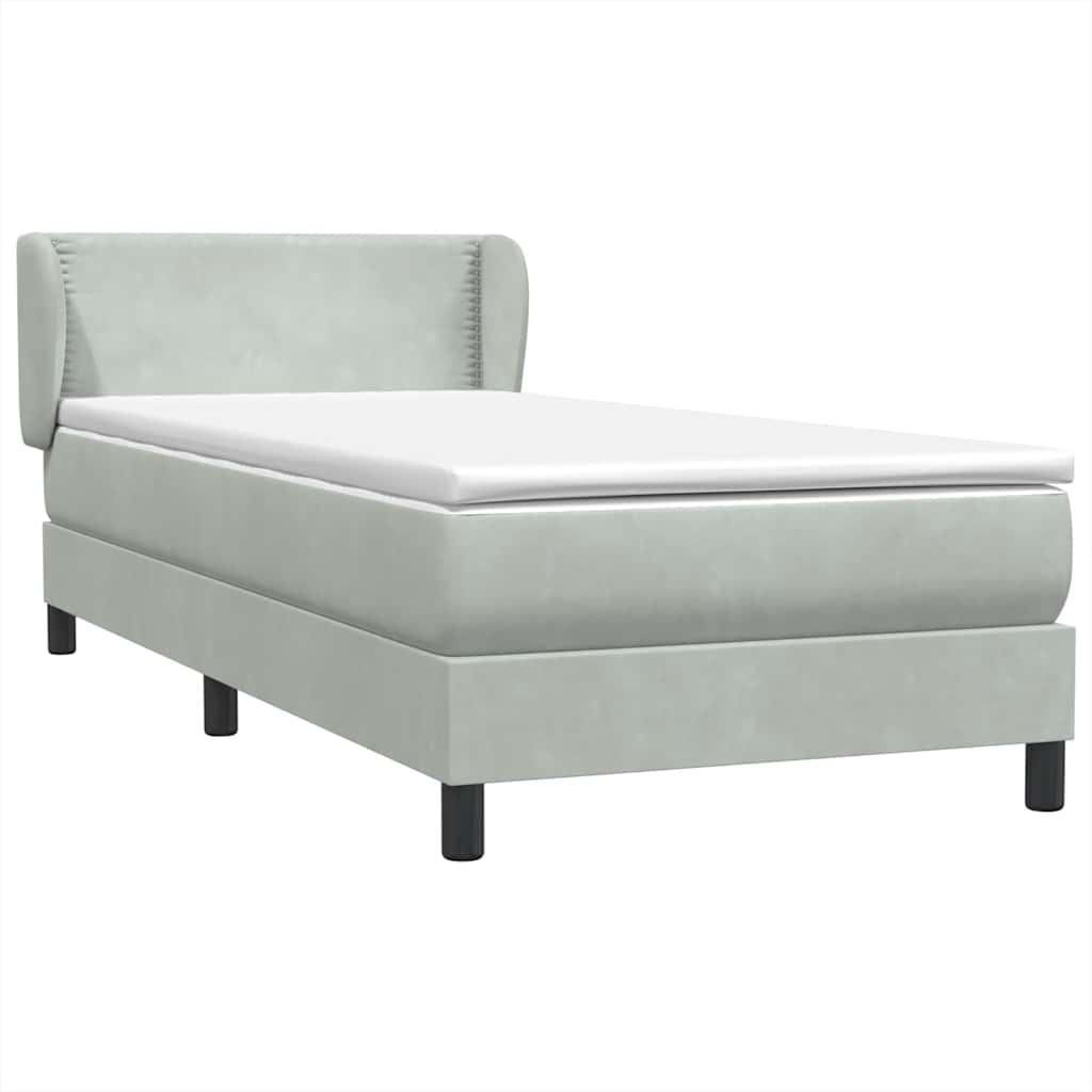 Boxspring met matras fluweel lichtgrijs 100x210 cm