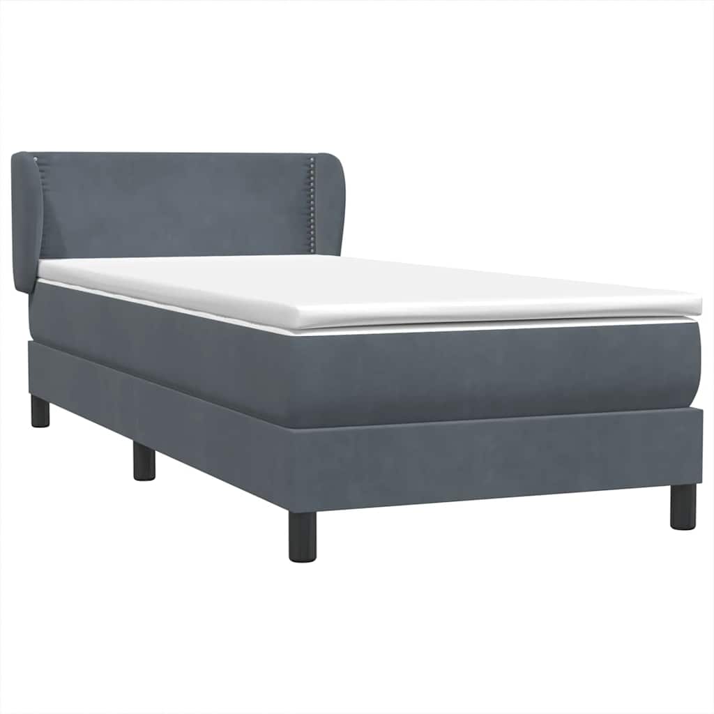 Boxspring met matras fluweel donkergrijs 100x210 cm