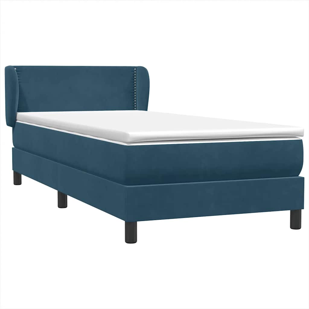 Boxspring met matras fluweel donkerblauw 100x210 cm