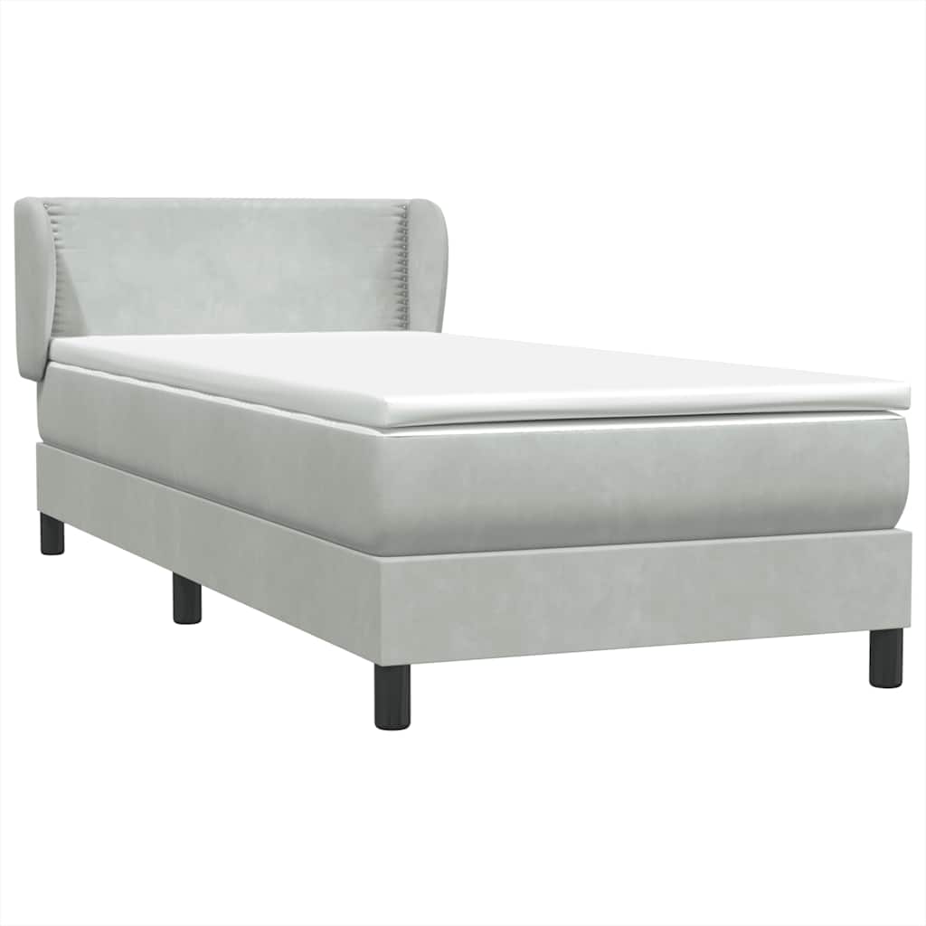 Boxspring met matras fluweel lichtgrijs 90x220 cm is nu te koop bij PeponiXL, paradijselijk wonen!