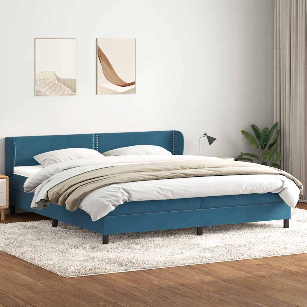 Boxspringbed met matrassen 180x220 cm fluweel donkerblauw