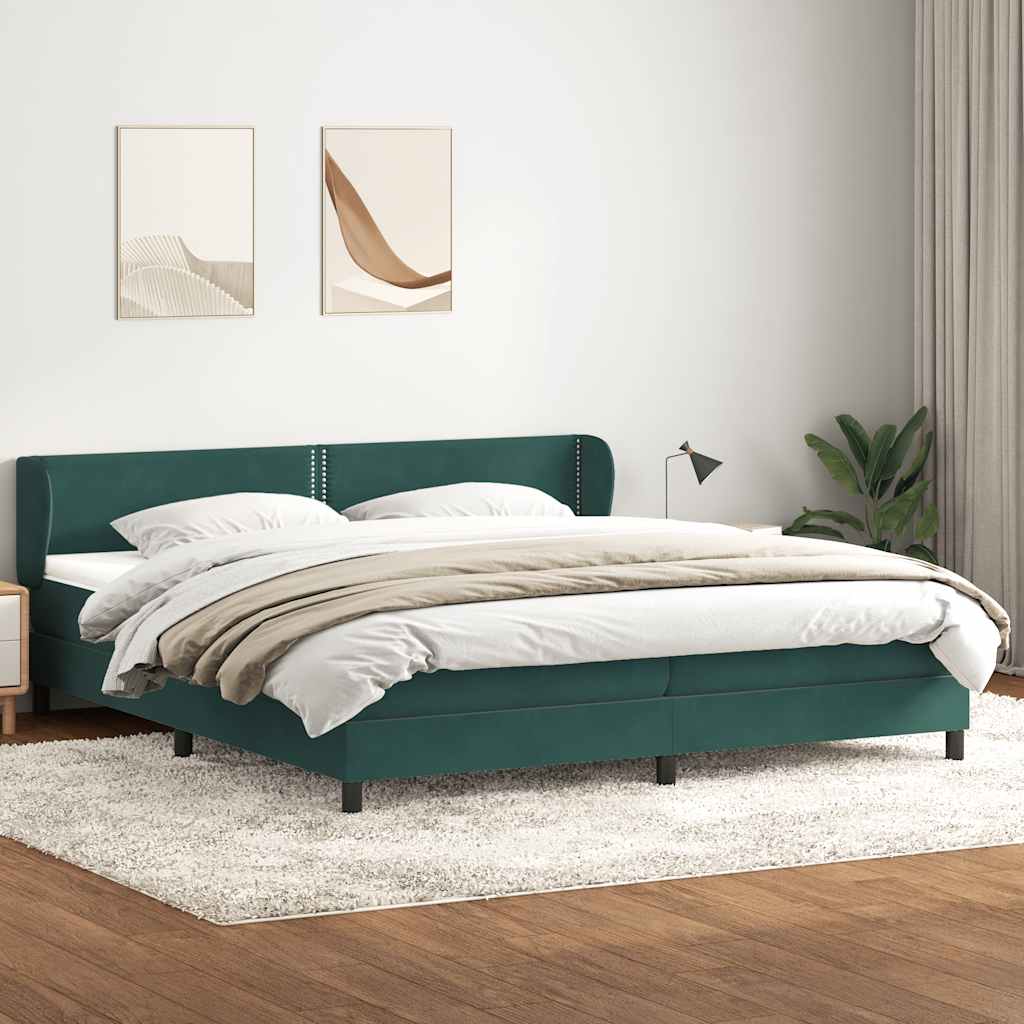 Boxspringbed met matrassen 200x220 cm fluweel donkergroen