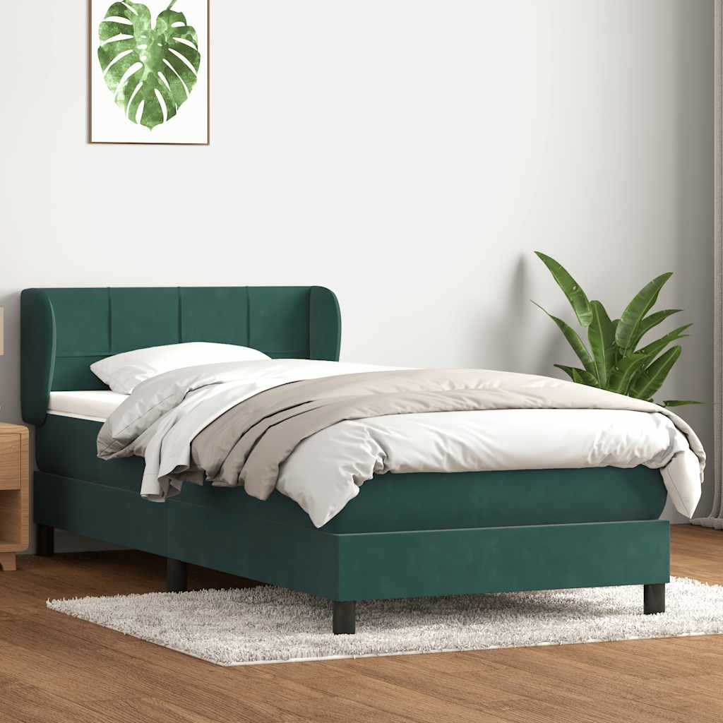 Boxspring met matras fluweel donkergroen 80x210 cm