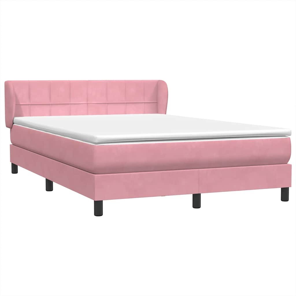 Boxspring met matras fluweel roze 140x210 cm is nu te koop bij PeponiXL, paradijselijk wonen!