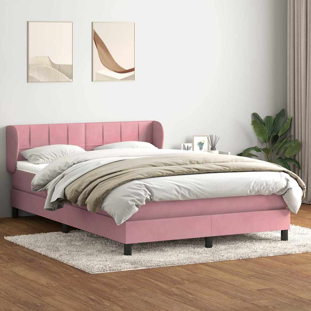 Boxspring met matras fluweel roze 140x210 cm is nu te koop bij PeponiXL, paradijselijk wonen!