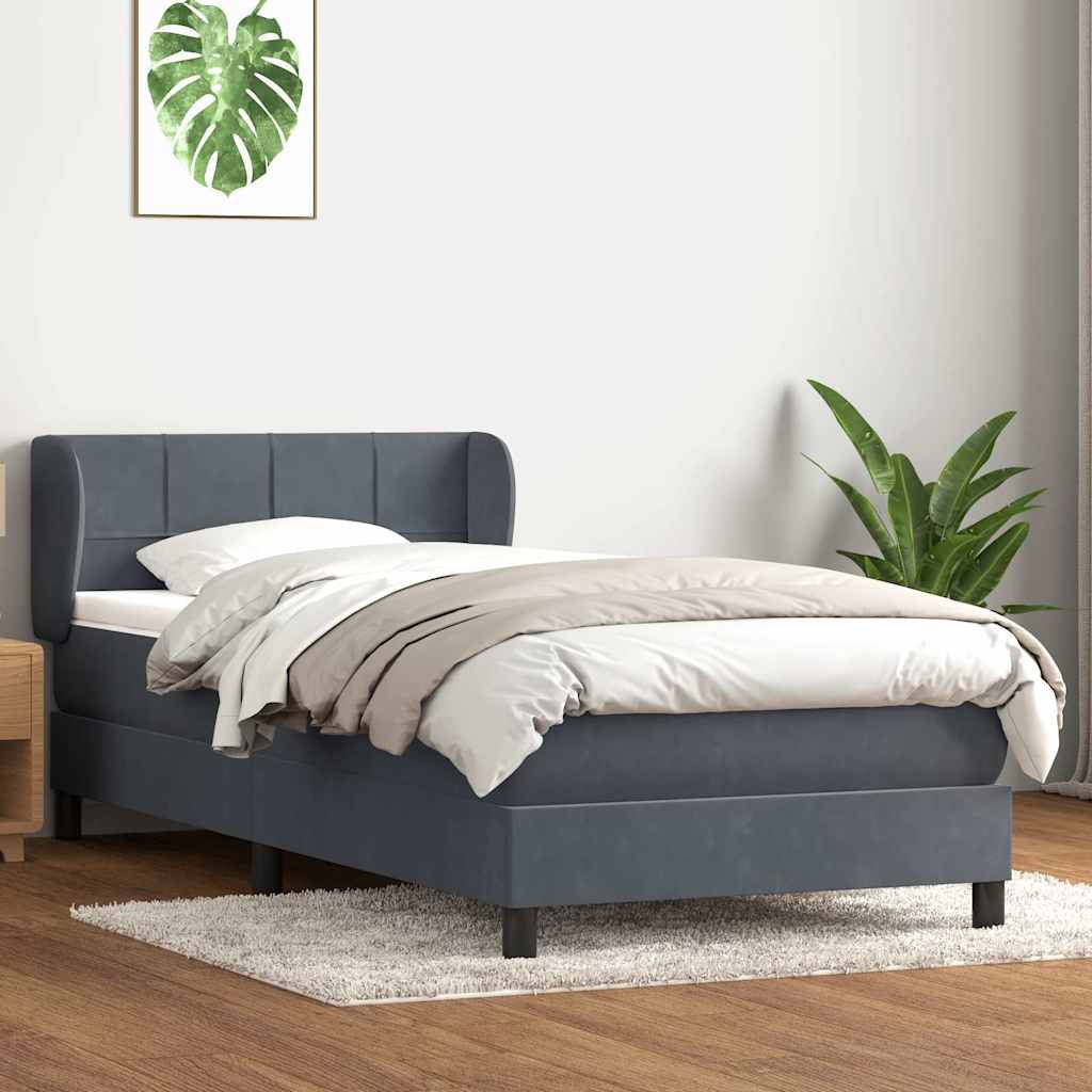 Boxspring met matras fluweel donkergrijs 80x220 cm is nu te koop bij PeponiXL, paradijselijk wonen!