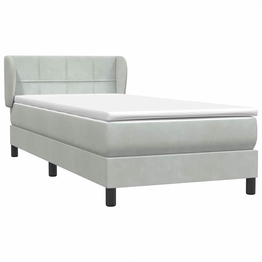 Boxspring met matras fluweel lichtgrijs 90x220 cm is nu te koop bij PeponiXL, paradijselijk wonen!