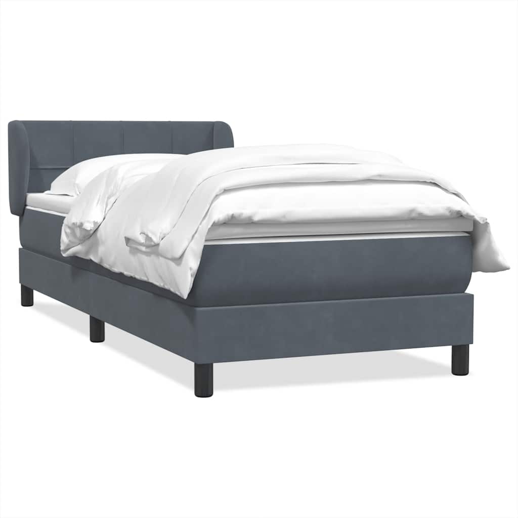 Boxspring met matras fluweel donkergrijs 90x220 cm is nu te koop bij PeponiXL, paradijselijk wonen!